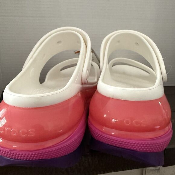 Crocs Mega Crush Sandal Women’s Size 11 Men’s 9 Platform New White Rainbow Soles - Picture 6 of 8